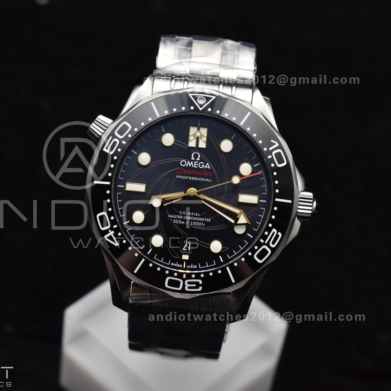 Seamaster Diver 300M VSF 1:1 Best Edition James Bond 007 Black Ceramic Black Dial On SS Bracelet A8800